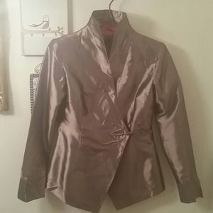 Good Orient elegant silky satiny lined  blouse, 6 Unique Find
